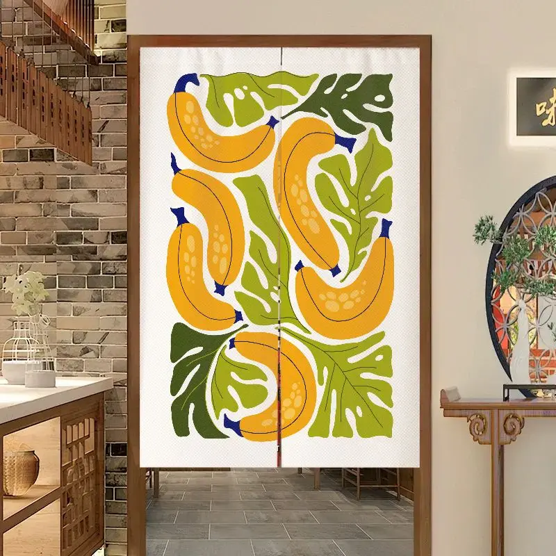 VIKAMA Abstract Fruit Flower Japanese Door Curtain Simple Bedroom Kitchen Partition Curtain Home Decoration