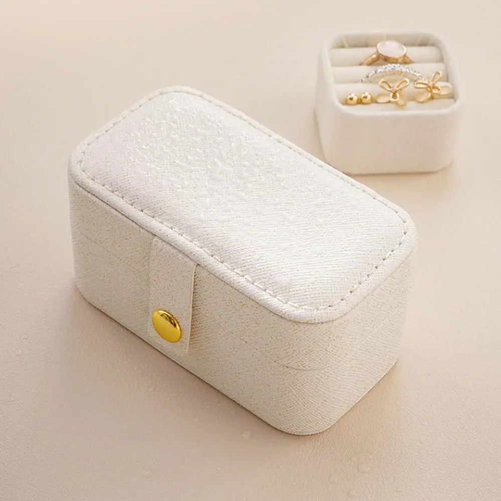 Mini Jewelry Storage Case Women Girls PU Leather Flip Cover Box Portable Travel Jewelry Organizer for Brooch Necklace Earrings