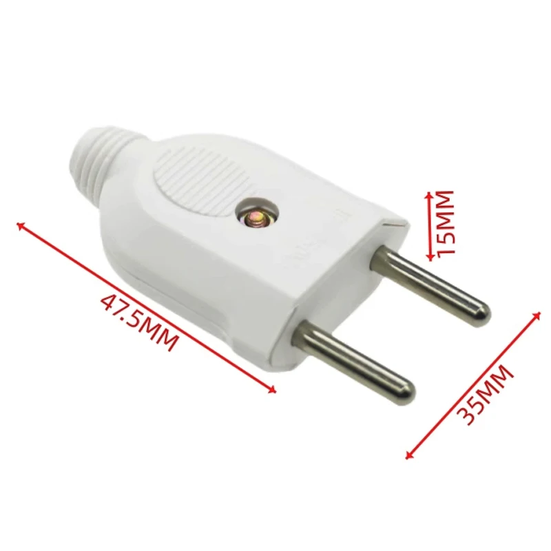 1pc European 2 Pin AC Electric Power Male Plug 10A 250V EU Female Socket Outlet Adapter Wire Rewireable Extension Cord Connector