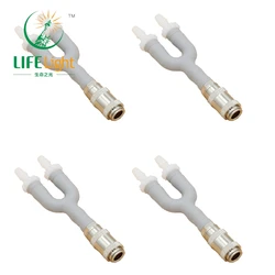 4 Pair NIBP Cuff Single Tube to Double Tube Connector, Y Adapter, Single Tube Air Hose Adapter Connector, for Cuff Hose