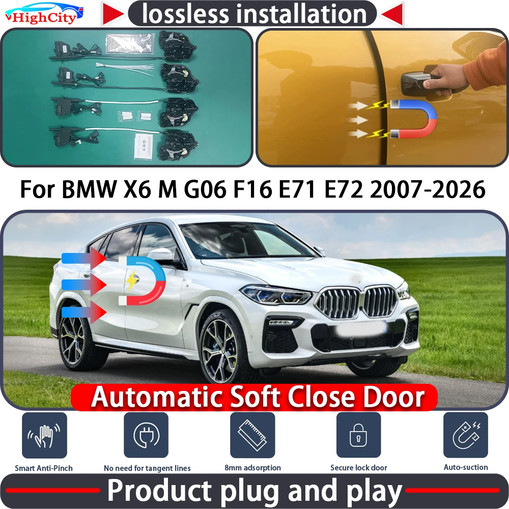 

HighCity Electric Closing Door Lock Actuator for BMW X6 M G06 F16 E71 E72 2007-2026 Soft Close Power Latch System Auto Pull