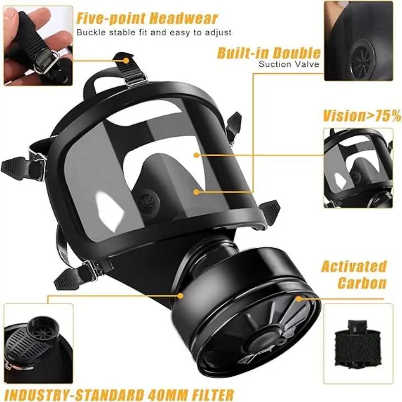 MF14/87/05 type gas mask, chemical anti nuclear pollution radiation head mounted respirator, full face gas mask with 40mm filter