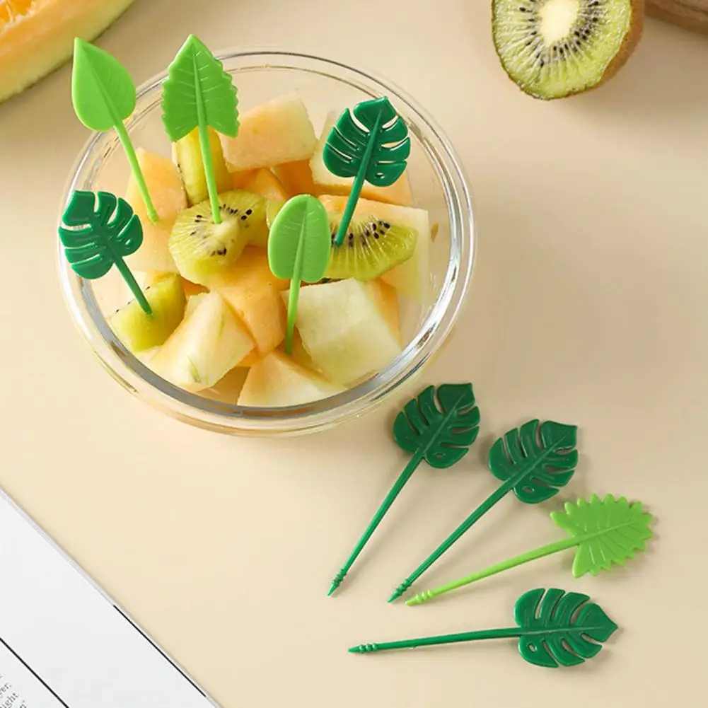 5/6/10Pcs Fruit Fork Reusable Cartoon Cute Chick Turtle Leaves Food Selection Mini Dessert Toothpick Bento Cake Pick Sticks