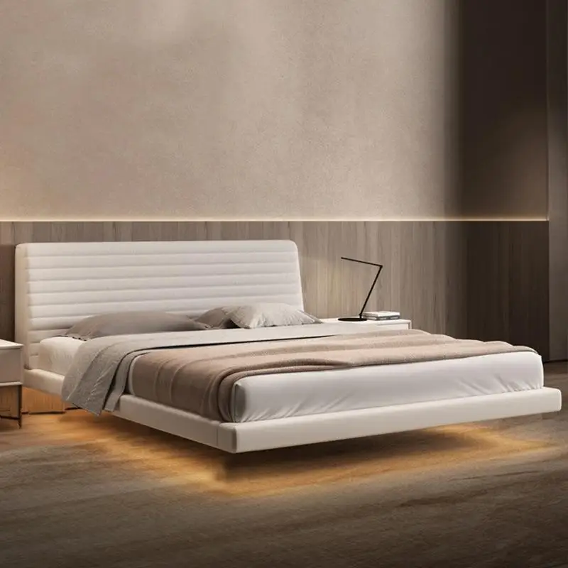 Italian, minimalist, floating bed, smart, double bed, minimalist, modern, bedroom, wabi-sabi