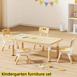 Kids Table 4 Chairs Set  Children Desk and Chair Set Height Adjustable Toddler Table and Chair Set Daycare Furniture