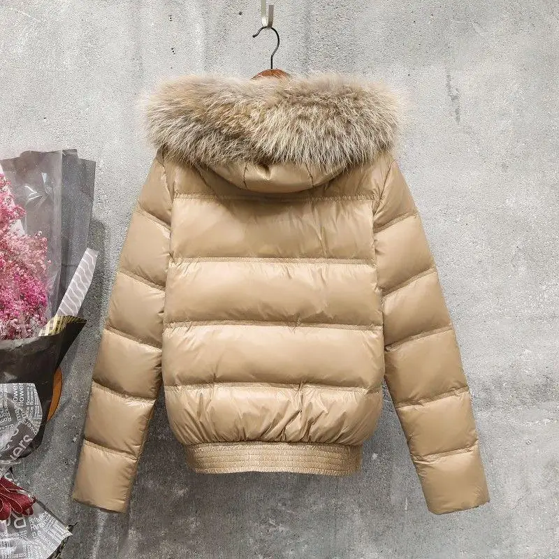 Vrouwelijke Overjas Mode Warme Capuchon Vrouwen Donsjack Winter Grote Haar Kraag Effen Kleur Vrouwen Donsjack JJ1145