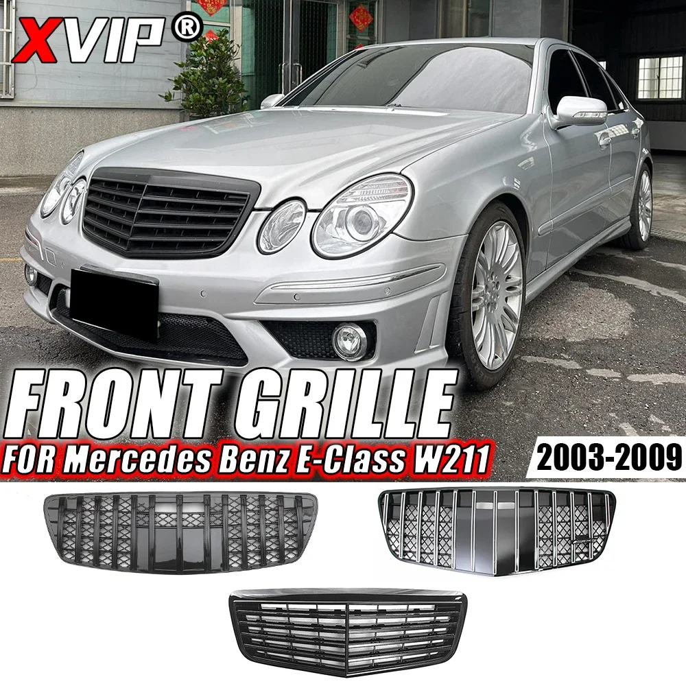 

XVIP Glossy Black AMG Style Front Racing Grille For Mercedes Benz E-Class W211 E320 E350 E500 2003-2009 GTR Style Bumper Grilles