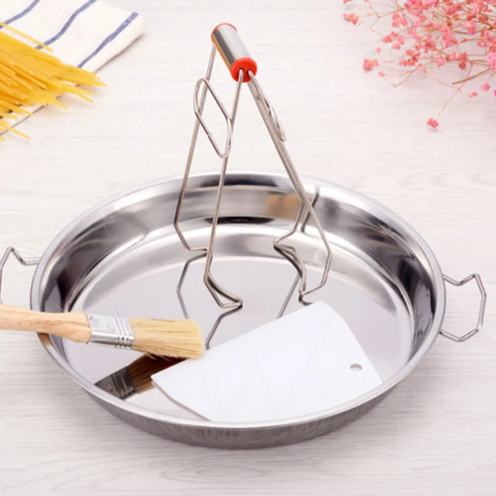 

2Pcs Stainless Steel Steaming Plate Double Handle High Temperature Resistance Multifunctional Cooking Dish for Cold Noodles