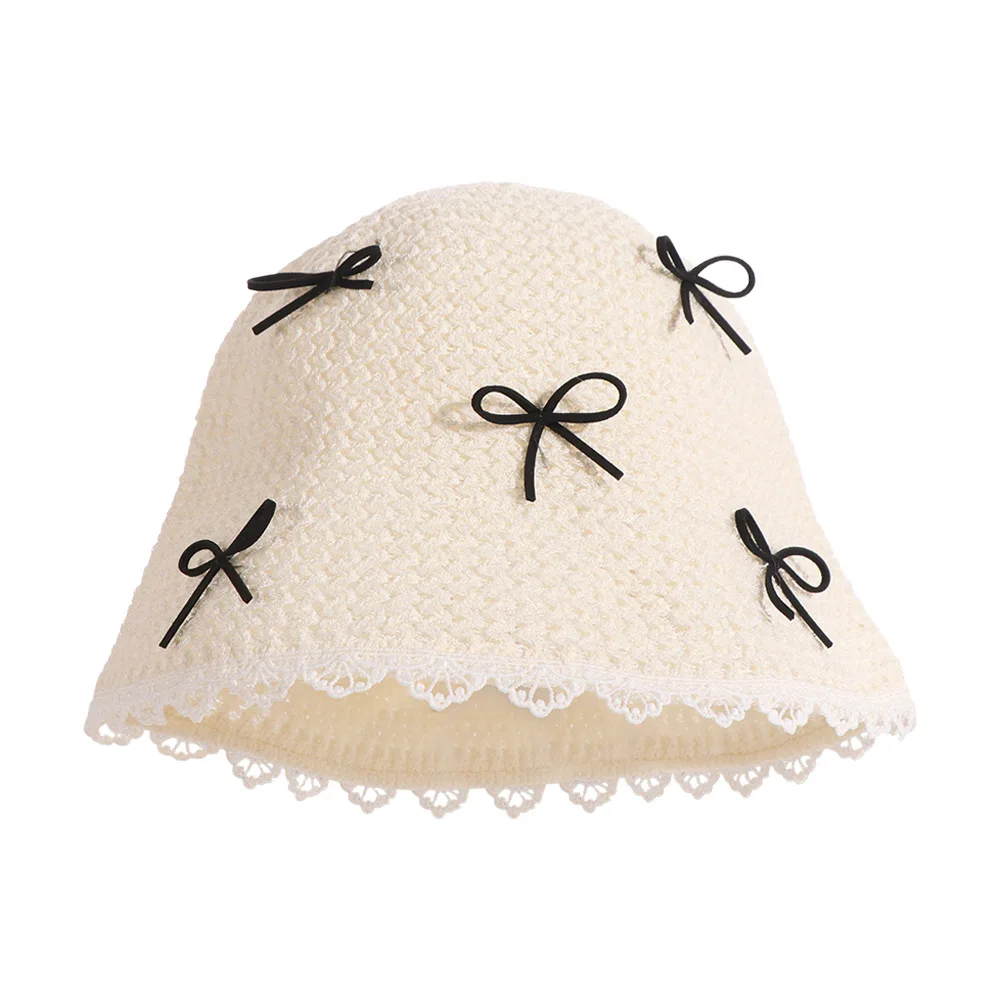 

Breathable Lace Bow Straw Hat Sunshade Sun Protection Sunscreen Fisherman Hat Korean Style Foldable Women's Sun Hat Girl