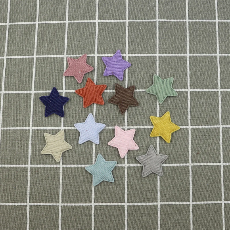 60pcs 35mm Corduroy Stars Padded Patches Appliques DIY Craft Toys Clothes Handmade Materials Hair Pin Accessories Bows Ornaments