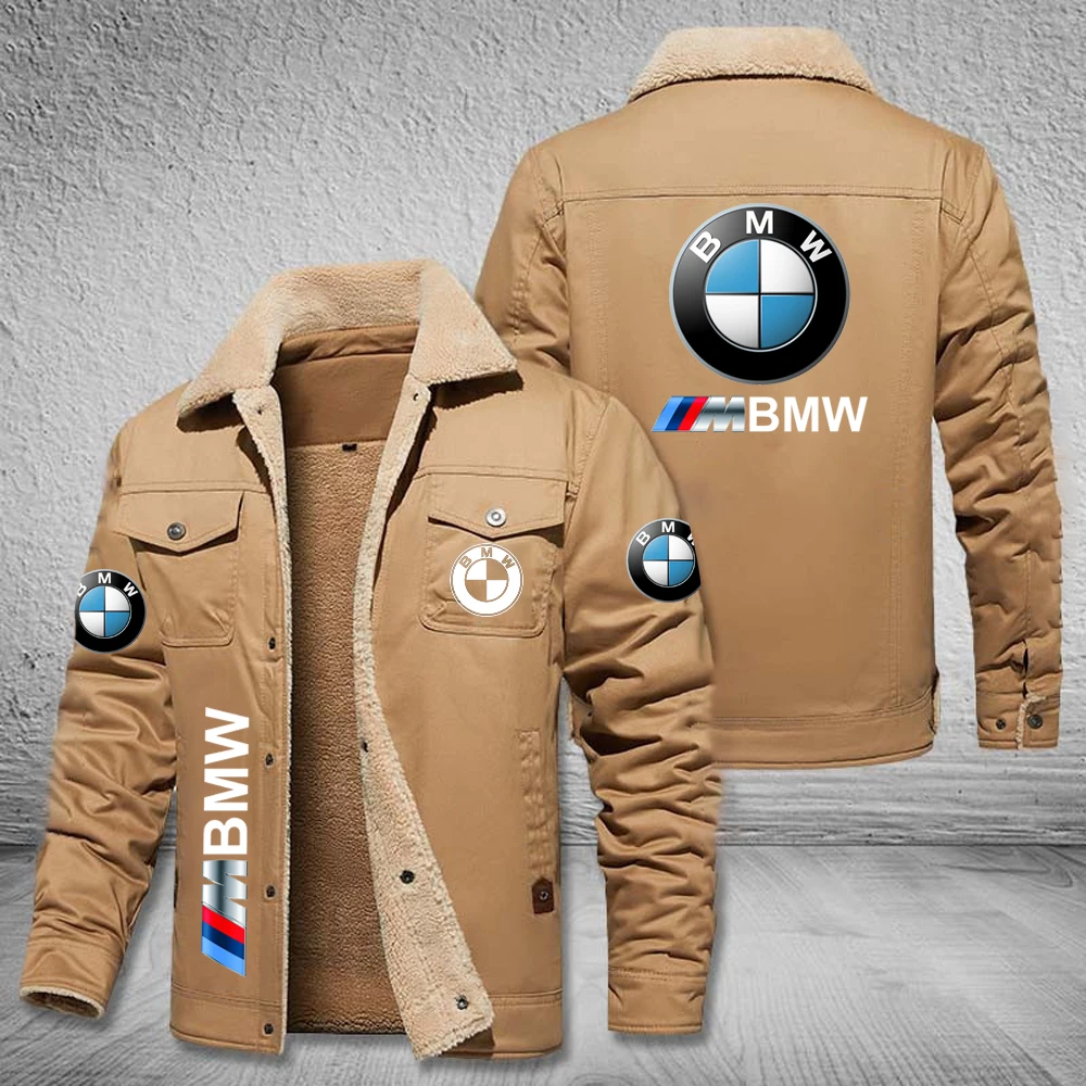 

2025 New BMW Logo Men's Booster jacket Motorcycle Trench Coat BMW Windproof Thermal Biker Jacket Winter Men's Plus Size