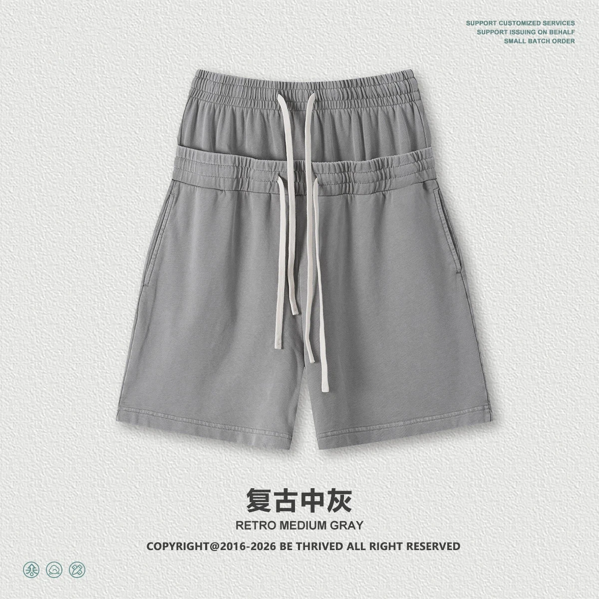 

Мужские шорты из 100% хлопка плотностью 320 г/м² с двойным поясом в стиле Вест-Кост, с эффектом потертости, американские ретро-спортивные повседневные летние шорты