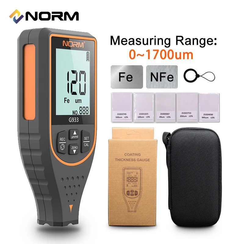 

NORM Coating Thickness Gauge 0-1700/0.1 Micron FE NFE Paint Tool Car Paint Film Thickness Measuring Tester