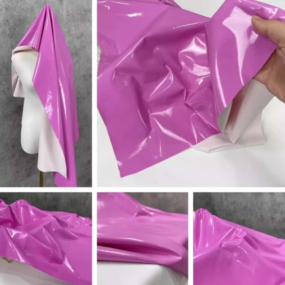 

Soft Leather Fabric Rose Pink High Elasticity Waterproof Clothing Design Cloth Apparel Sewing By Meters Diy Material
