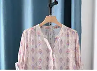 2026 Women's Bohemian Geometric Print Blouse Ethnic 3/4 Roll-Up Sleeve V-Neck Tunic Shirt Vintage Boho Clothing - Image 4