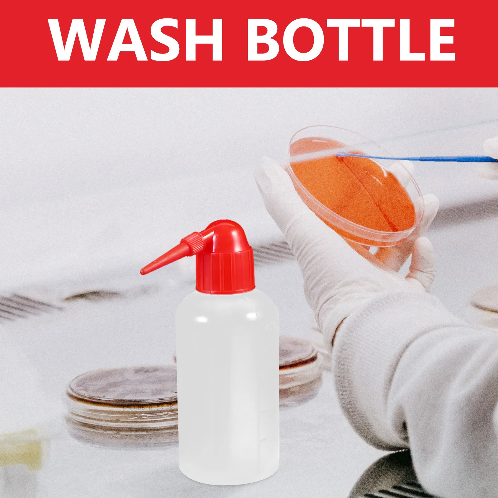 2Pcs Graduated Narrow Mouth Washing Bottle Plastic Laboratory Wash Bottle with Scale Angled Tip for Controlled Liquid Dispensing
