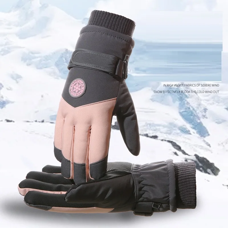 

Winter Unisex Snowboard Ski Gloves PU Leather Non-slip Touch Screen Waterproof Motorcycle Cycling Fleece Warm Snow Gloves