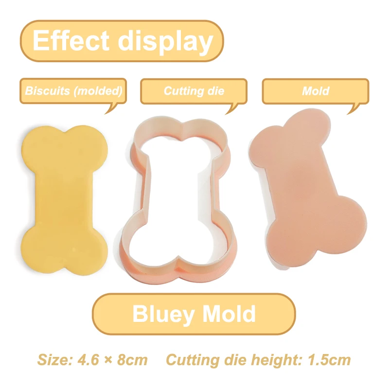 Bluey bingo bonito cortadores de biscoito plástico 3d dos desenhos animados pressionável molde biscoito selo cozinha cozimento pastelaria ferramentas