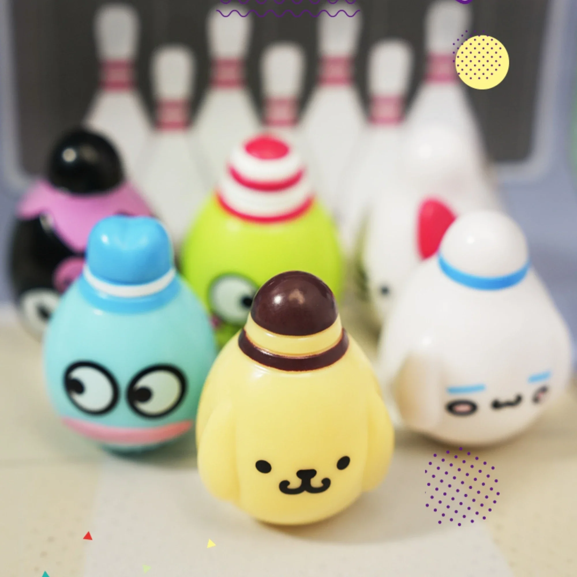 

Sanrio Characters Mini Figures Gashapon Blind Box Toys Bowling Shape Wobble Doll Hello Kitty Desk Ornament Kids Birthday Gifts