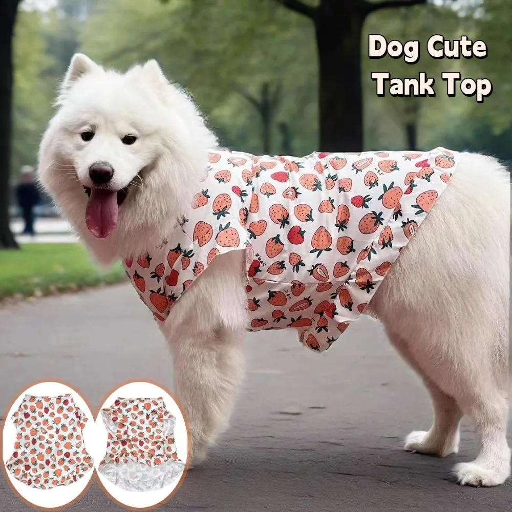 

Strawberry Print Dog Cute Vest Top Breathable Sweet Puppy Cat Clothes Big Size Thin Shirts Dog Costumes For Dogs Puppy Cats