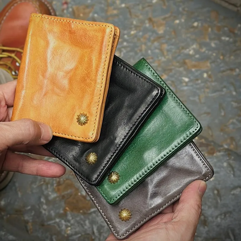 

Genuine Leather Short Wallet for Men Studio Made Compact Size Quality Craftsmanship Durable Men's Wallet Stylish Design