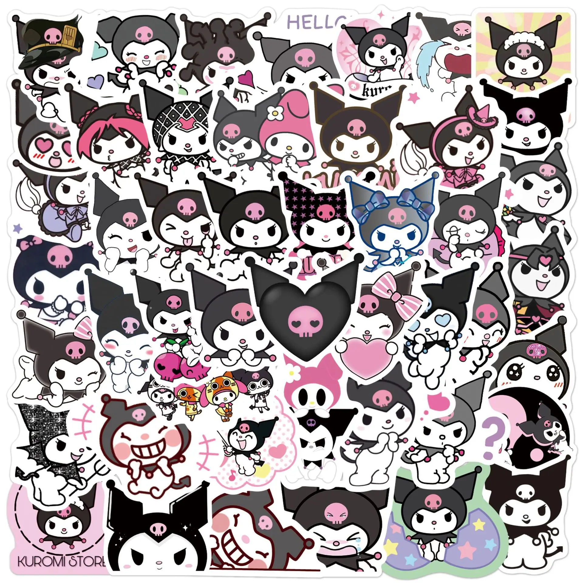 

50pcs Sanrio Classic Cartoon Kuromi Graffiti Stickers Phone Laptop Notebook Cup Refrigerator Diy Decorative Stickers Toys Gift