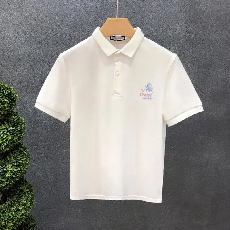

Man Polo Shirts Print With Collar T Shirt for Men Cheap Tops Fashion Cool Slim Fit Stylish Polyester High Quality Luxury Summer