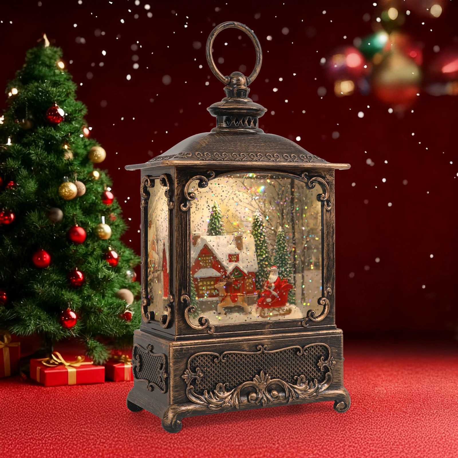 عيد الميلاد الموسيقى سنو غلوب فانوس اتجاهين بالطاقة عيد الميلاد الديكور مع الألحان المهدئة، مناسبة لغرف النوم والمنازل، O