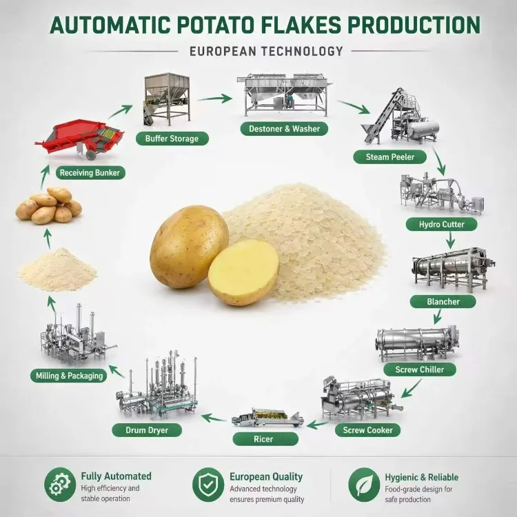 Industrial Fully Automated Sweet Potato Flakes Production Line European Standard High Precision for Large Scale Food Plants