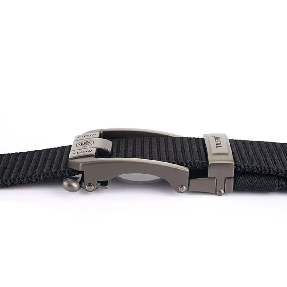 Durable Retro Letter Men Nylon Alloy Belt Non-porous Versatile Pin Buckle Belt Classic Wear-resistant Casual Belts Business Wear