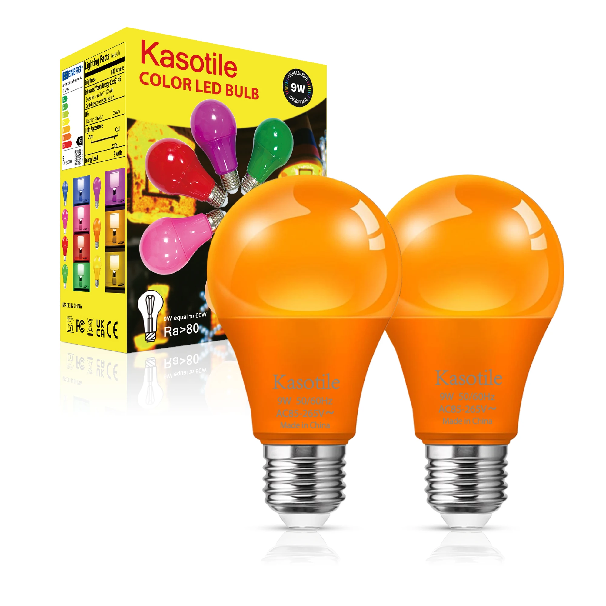

Kasotile LED Orange Bulb E26 9W Energy Saving Light Bulb for Home Party Wedding Stage Decoration 2Pack