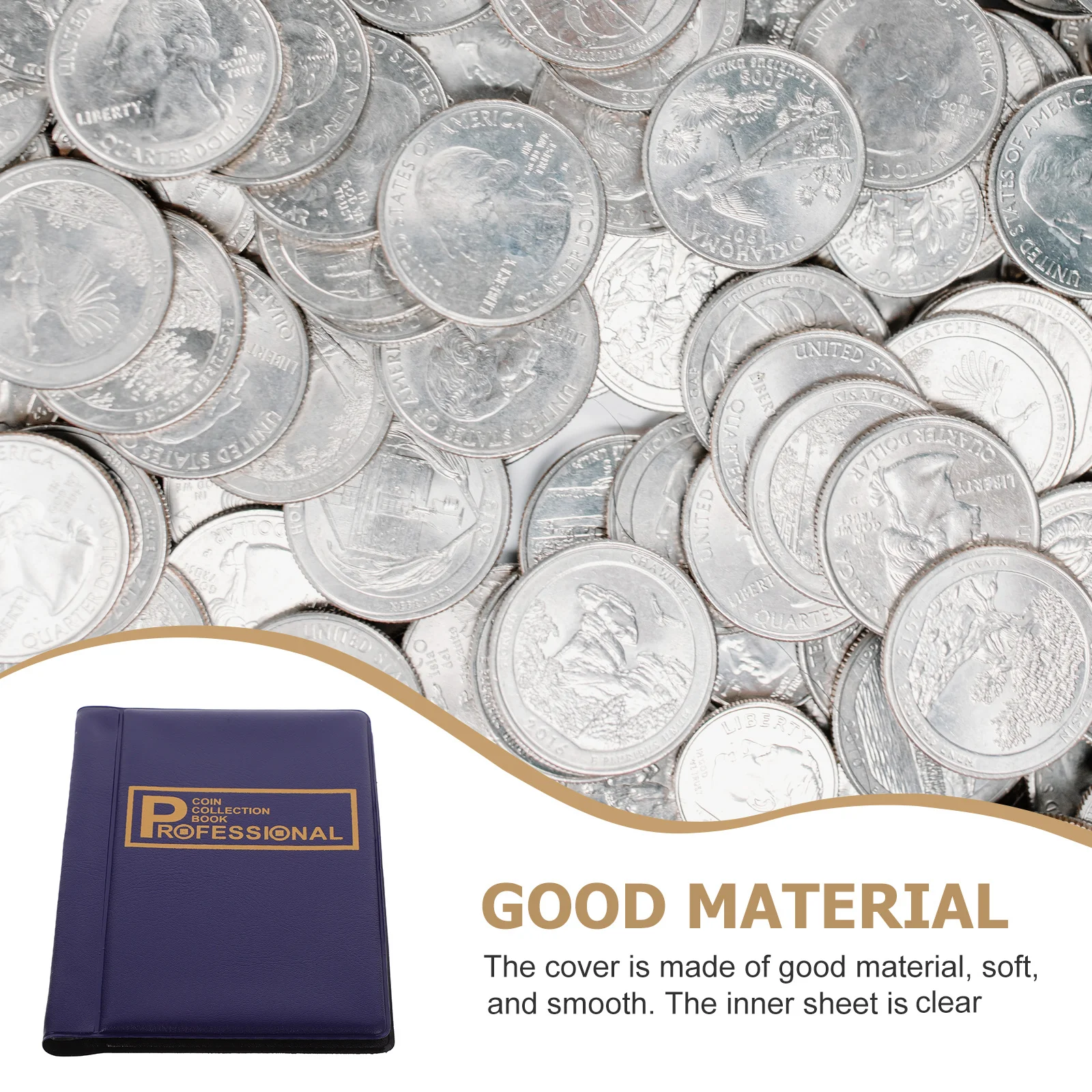 Coin Collection Book Premium PVC Coin Storage Album Large Capacity Transparent Slot Design for Commemorative Coins and Small