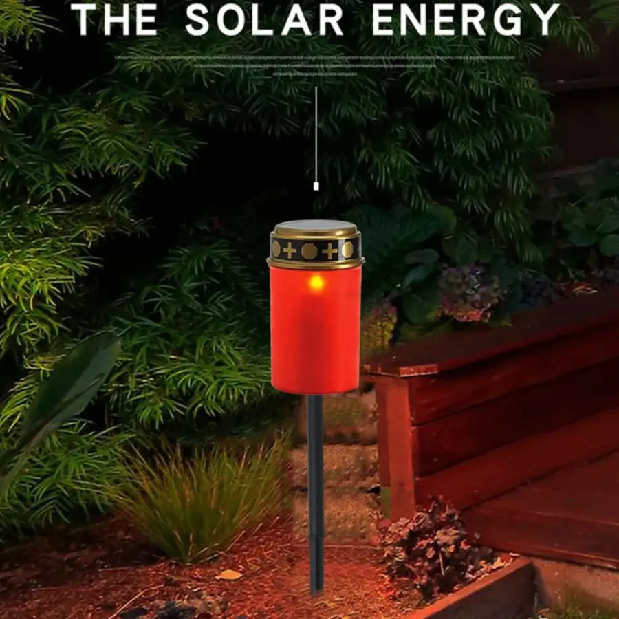 

Solar Cemetery Lamp Outdoor Electronic Candle Light Rainproof Flameless Cemetery Ritual Garden Lawn Light Halloween Grave Decor