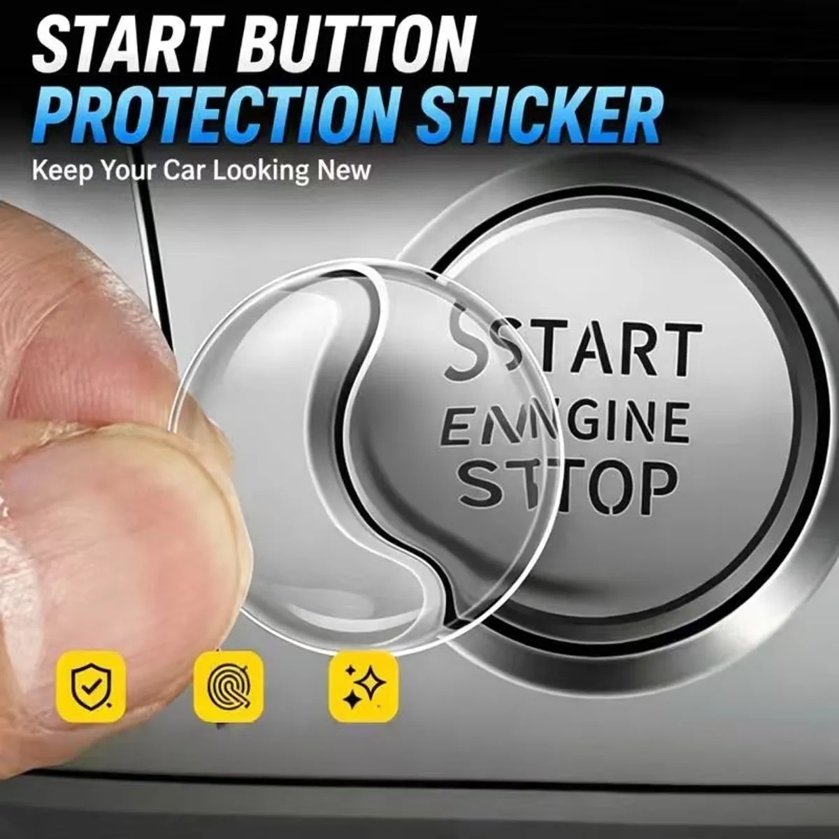 Anti-Scratch Clear Car Start Engine Stop Button Protection Sticker Waterproof Dustproof Auto Ignition Key Film Keep Original But