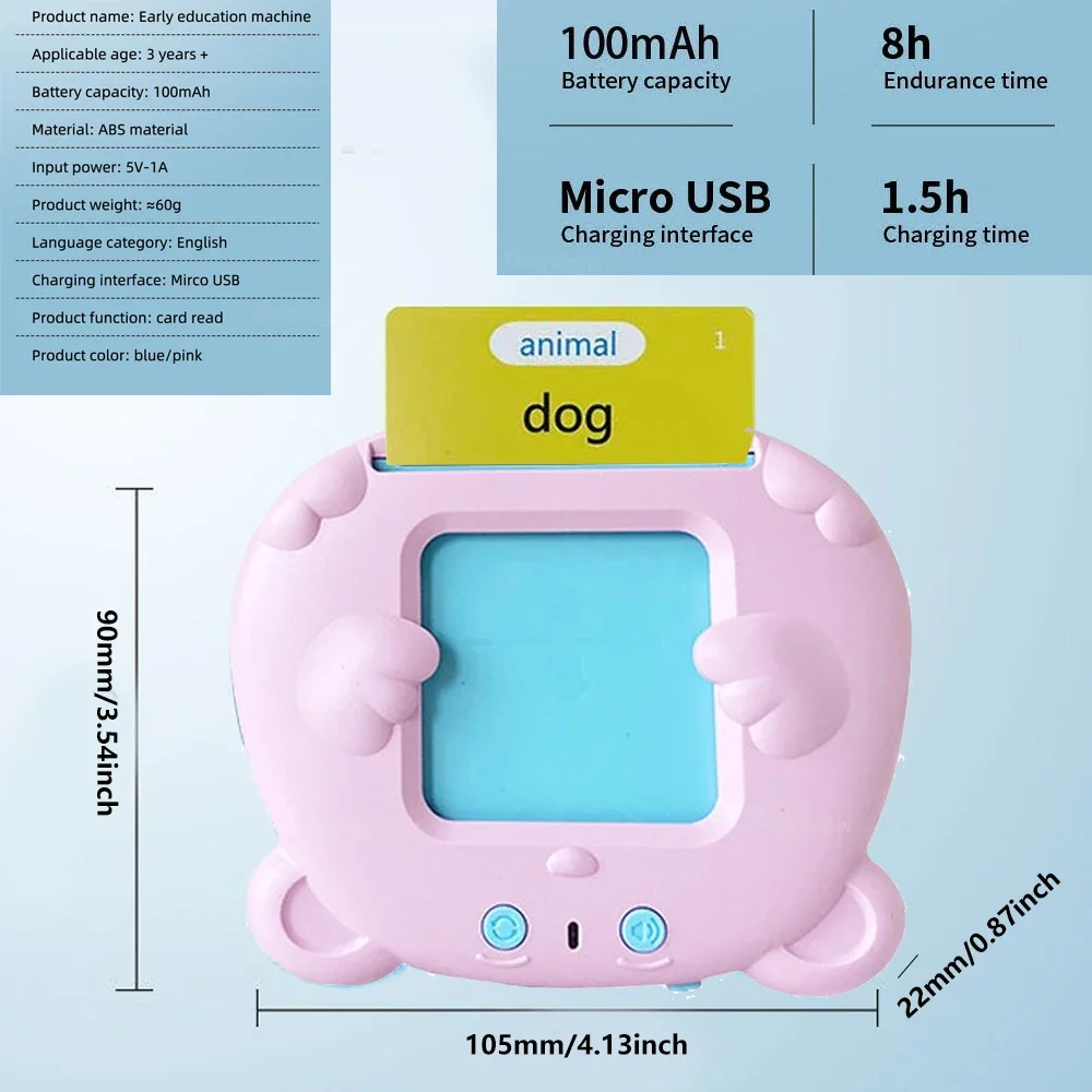 Montessori Parlante Bambini Apprendimento precoce Giocattoli educativi con suoni Sviluppo linguistico Flashcardrds per bambini