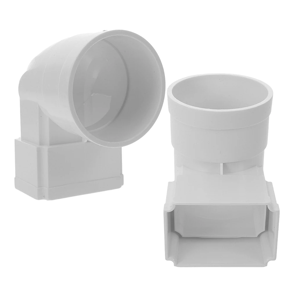 

2pcs Square Drain Pipes Flat Tube 90Degree Connector Durable Plastic Easy Installation Fits Gutters Prevent Water Accumulation