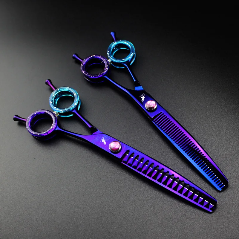 

Dog Scissors Professional 7” Japan 440C Curved Thinning Scissors Bend Down Chunker Shears Pet Grooming Scissors Dropshipping 11#