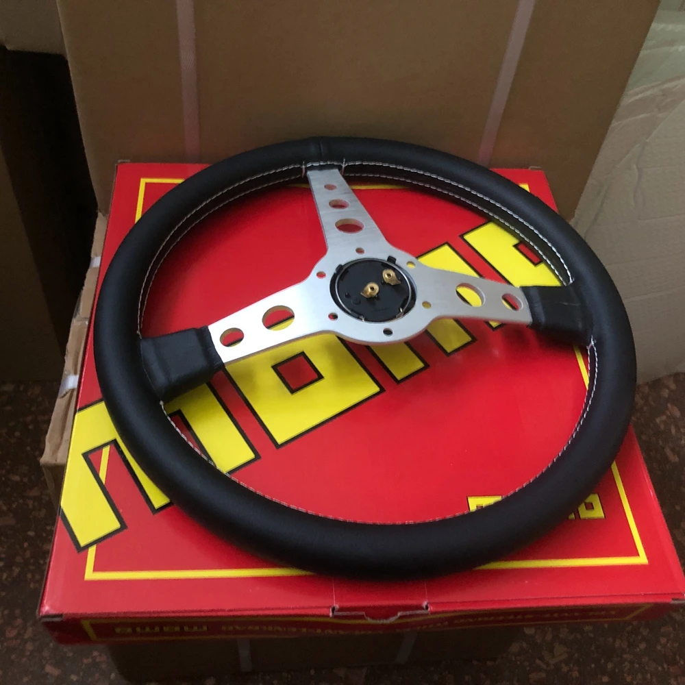 14Inch Racing MOMO Prototipo Steering Wheel Drift Car Rally JDM MOMO Leather Steering Wheel Volantes For VW BMW HONDA TOYOTA