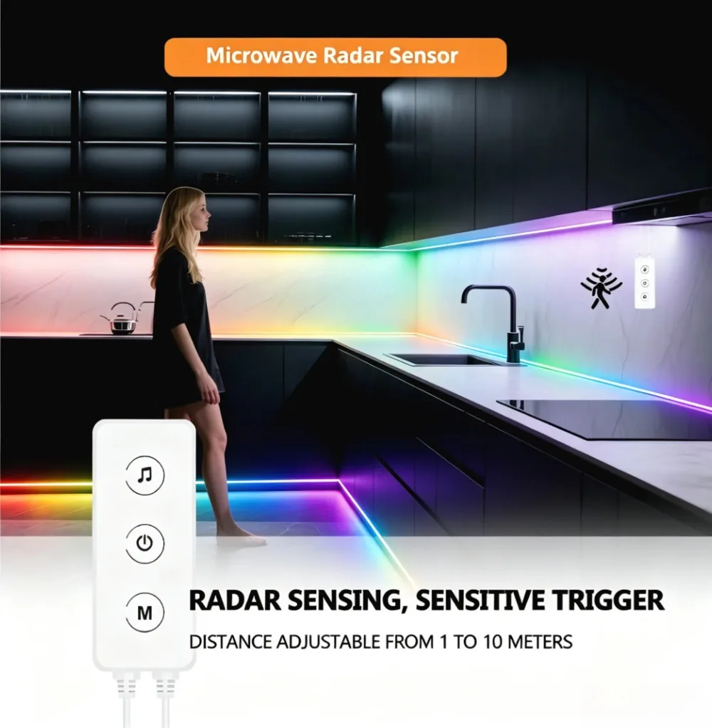 Tuya Smart WIFI RGBIC COB LED Strip Rainbow Color Addressable WS2811 IC LED Tape PIR Motion Sensor 2.4G Remote Alexa Google Home