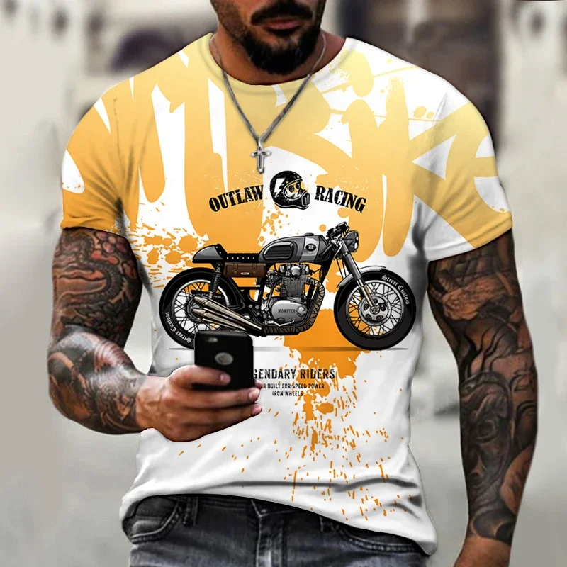 

Men's T-shirt Short Sleeve Retro Motorcycle Patterns Style Male Tees Casual Harajuku Cool Funny Clothes Fashion O-Neck Hip Hop