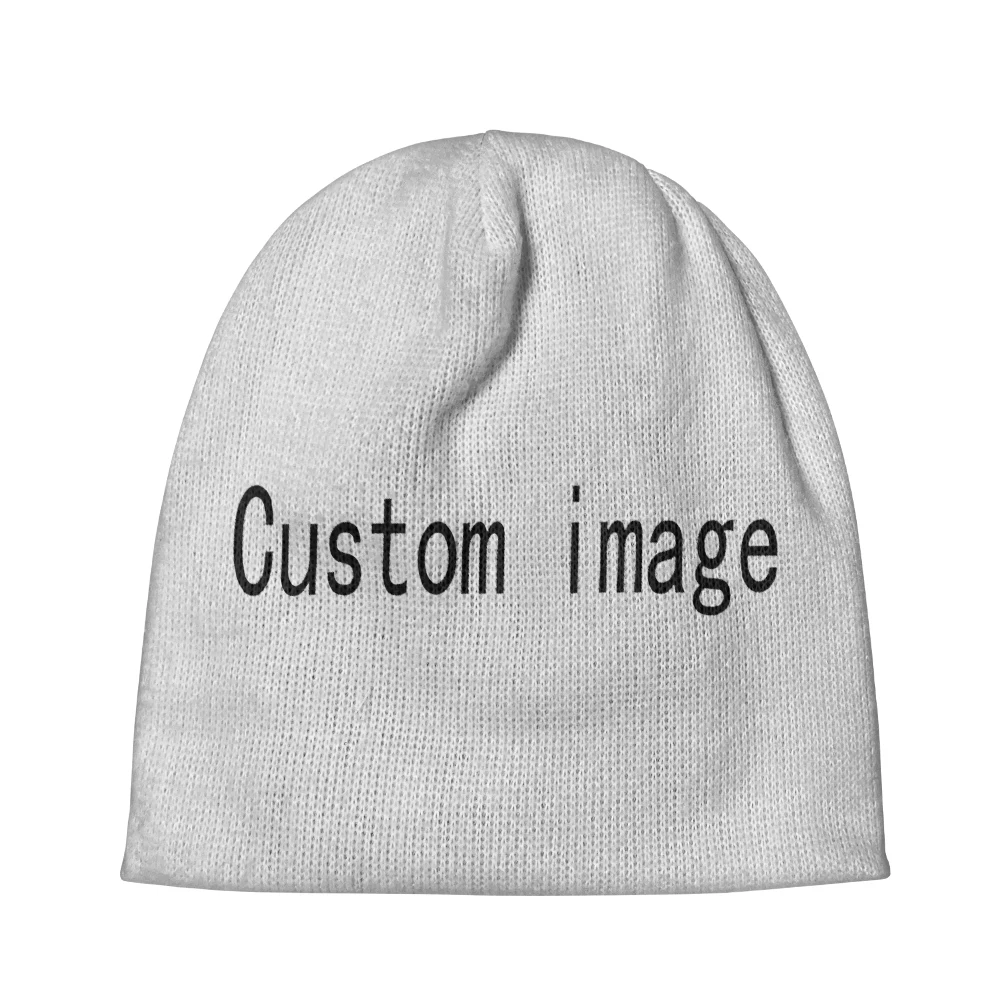 Custom Knitted Hat Name Number Logo Photo Winter Cold Pullover Flag Keep Warm Image Team Game Cap All Print Hip Hop Beanies