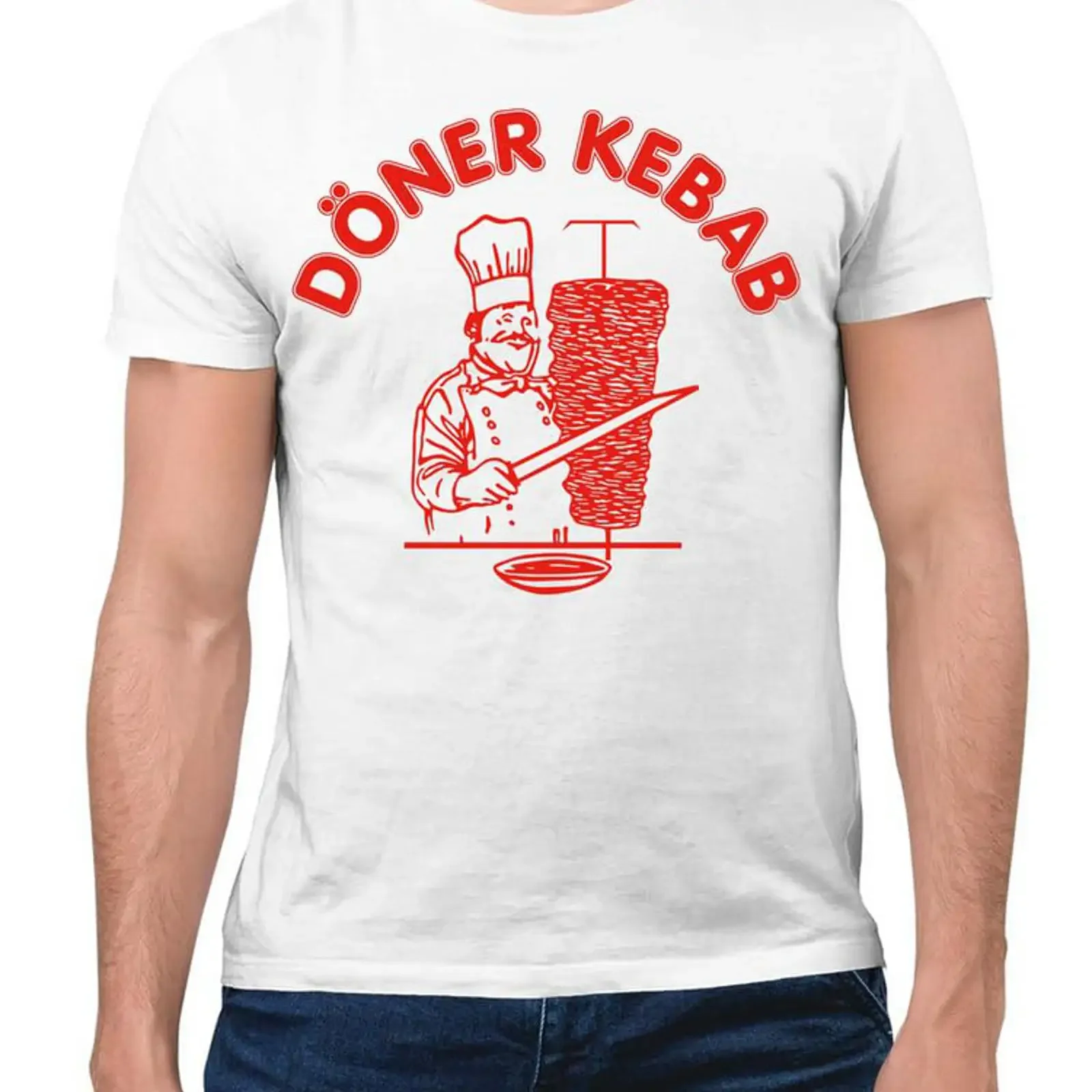 Funny Doner Kebab Chef Print White T Shirt 100 Cotton for S 5XL Casual Fast Food Lover  vintage Washed Versatile Breathable
