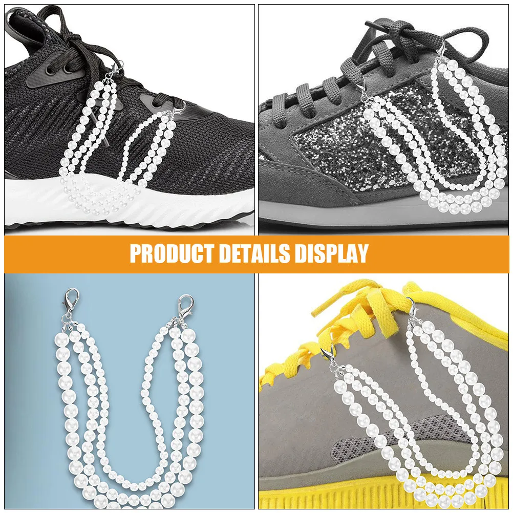 1Pair Pearl Shoe Chains for Sneakers and Boots Stylish Shoe Chain Jewelry Charm Decorative Fashion Accessory for Women Daily