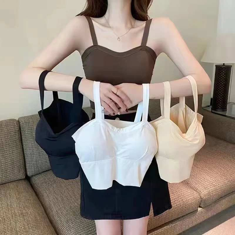Summer Ice Silk Seamless Women's Bralette Prevent Exposure Strap Top Thin Vest Student Girl Wrap Chest Breathable Underwear