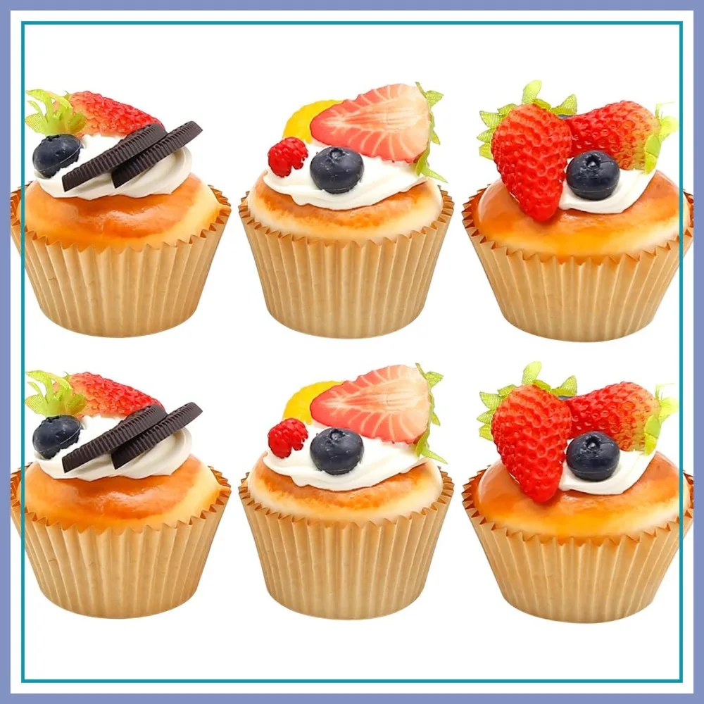 

Realistic Artificial Fruit Cupcake Models 6Pcs for Kitchen Bakery Art Painting Classroom Teaching Food Display Photography Props
