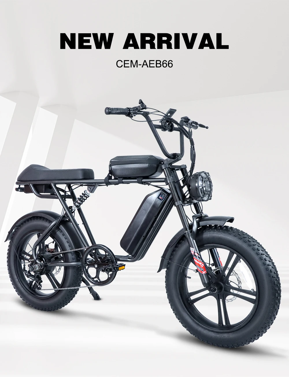 

Электровелосипед CEMOTO B66 с мотором 750 Вт, литиевой батареей 48В 15Ач, скоростью 28 миль/ч, толстыми шинами 20x4 дюйма, для взрослых, для езды по снегу