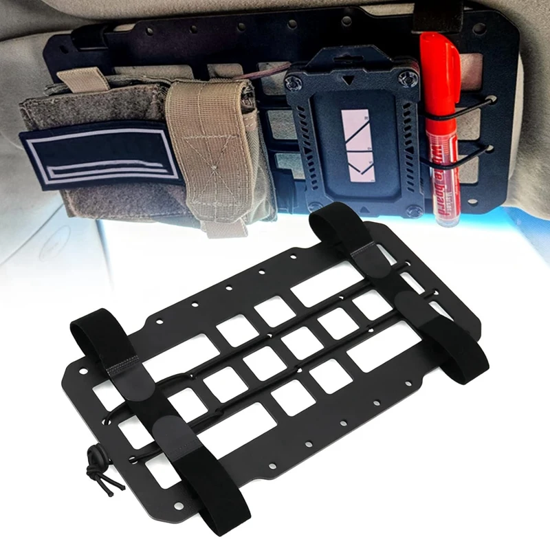 Car Sun Visor Organizer, Vehicle Rigid Molle Panel, Pickup, SUV, Truck Equipment Modular For EDC Pouch Tool Holder