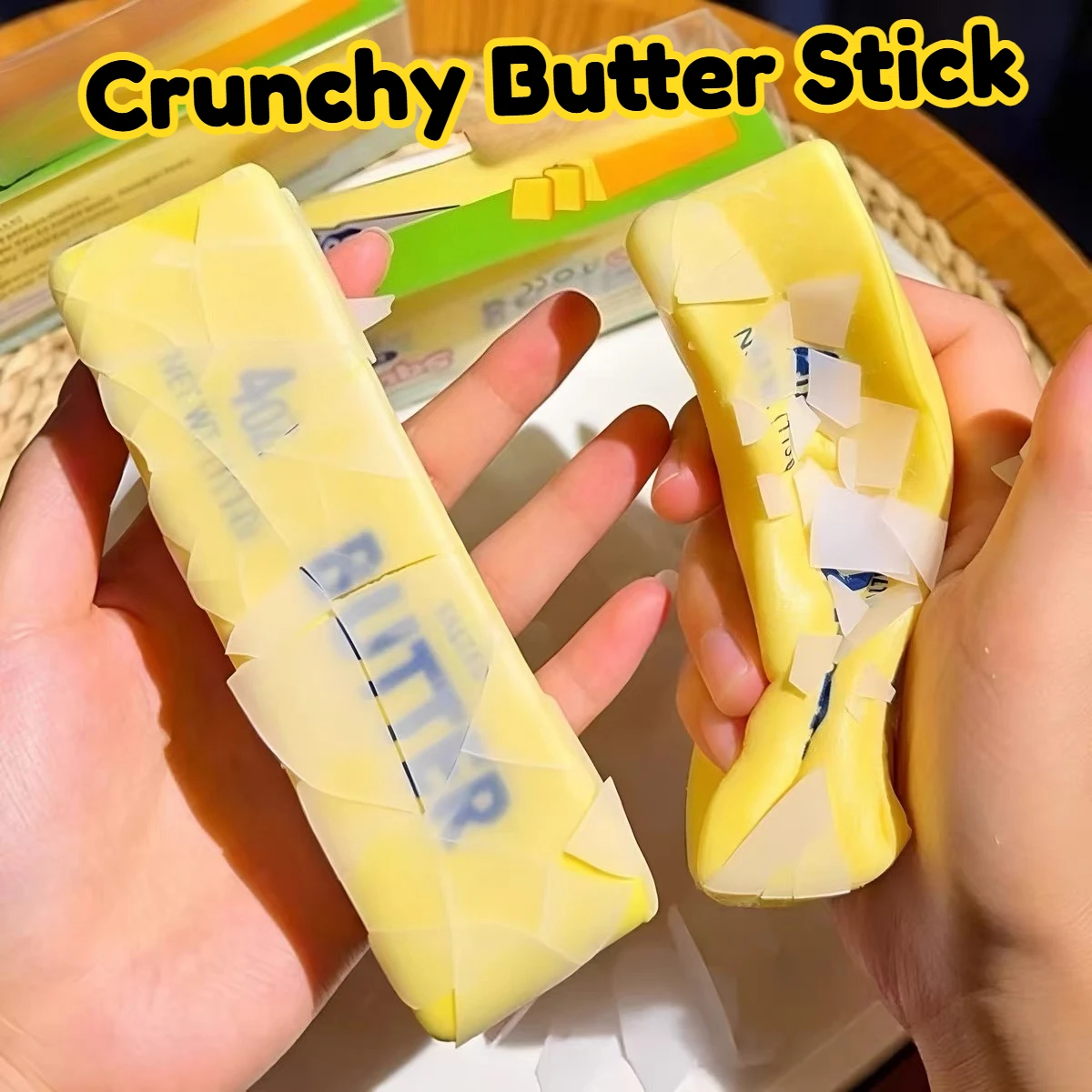 Crunchy Squishy Toys Wax Coating Butter Stick Squishy Sound Crispy Finger Relax Butter Stick Pinch Sensory Fidget Butter Bar Toy