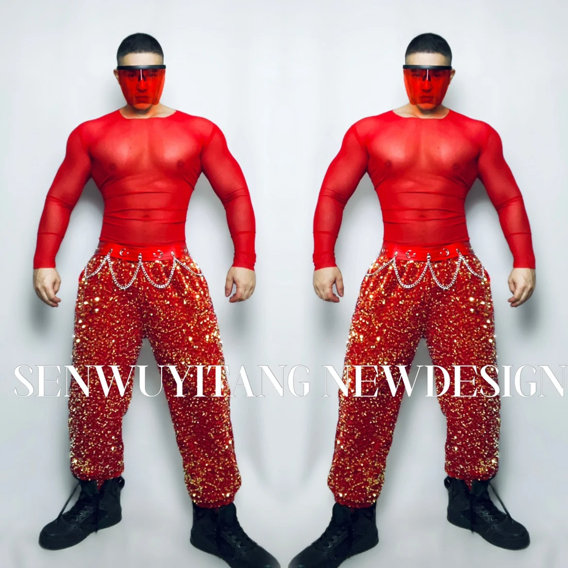 

Bar Christmas New Performance Dress DS Stage Dress Sexy Gogo Show DJ Male and Female Leading Dance New Year Sequin Set