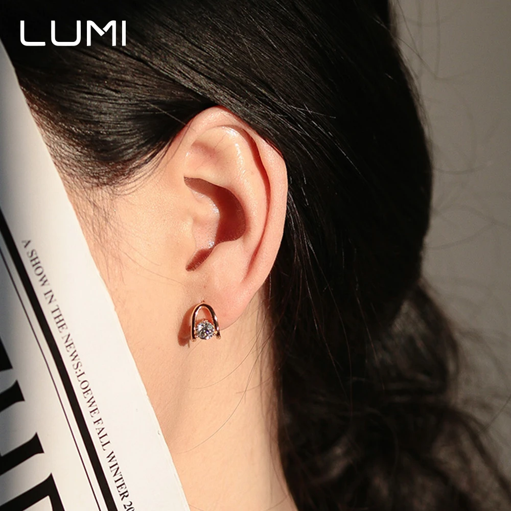 0.5-1 CT أناقة L شكل مويسانيتي وأقراط للنساء 100% 925 أقراط فضية مجوهرات فاخرة القرط GRA معتمد